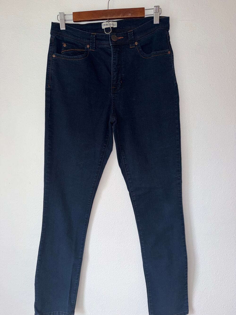 Tribal Jeans Dark Wash Mid Rise Skinny Jeans Classic Stretch Denim Size 8